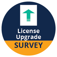 Am I eligible for a license upgrade? Survey button.